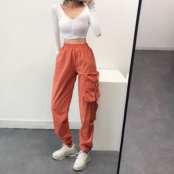women's pants & capris 2021 cargo women elastic high waist pantalon long trousers cool casual pocket harem streetwear bf, Black;white
women's pants & capris 2021 cargo women elastic high waist pantalon long trousers cool casual pocket harem streetwear bf, Black;white