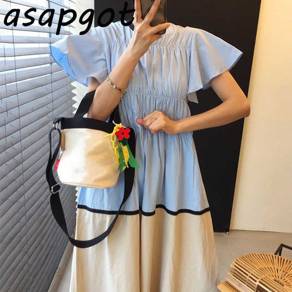 dresses chic korean summer elegant o neck contrast flying sleeve dress women pleated loose casual vestidos mujer retro short 210610, Black;gray
dresses chic korean summer elegant o neck contrast flying sleeve dress women pleated loose casual vestidos mujer retro short 210610, Black;gray