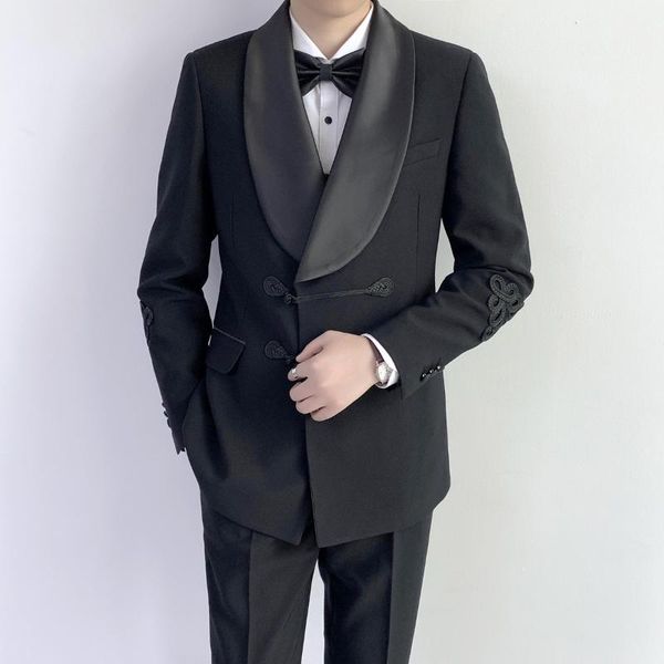 men's suits & blazers 2021 luxury wedding chinese style knot dress suit dinner three-piece black solid color, White;black
men's suits & blazers 2021 luxury wedding chinese style knot dress suit dinner three-piece black solid color, White;black