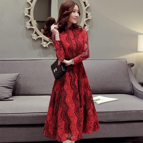 casual dresses temperament lace dress 2021 autumn women long-sleeved waist slimming base party, Black;gray
casual dresses temperament lace dress 2021 autumn women long-sleeved waist slimming base party, Black;gray