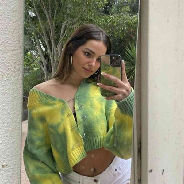 autumn women tie dye sweaters vintage yellow green pullovers jumper fashion sweatershirt brooch casual cardigan sweater 210811, White;black
autumn women tie dye sweaters vintage yellow green pullovers jumper fashion sweatershirt brooch casual cardigan sweater 210811, White;black