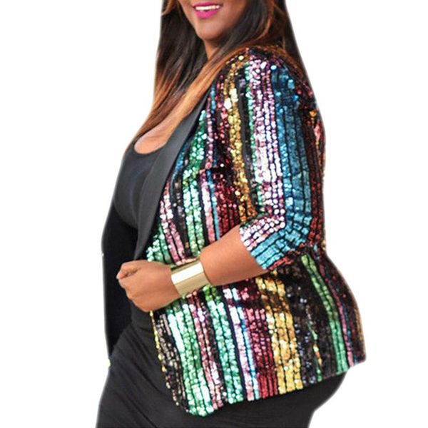 women's suits & blazers sequin blazer women ladies with big larger size oversized plus 4xl 5xl glitter feminino clubwear, White;black