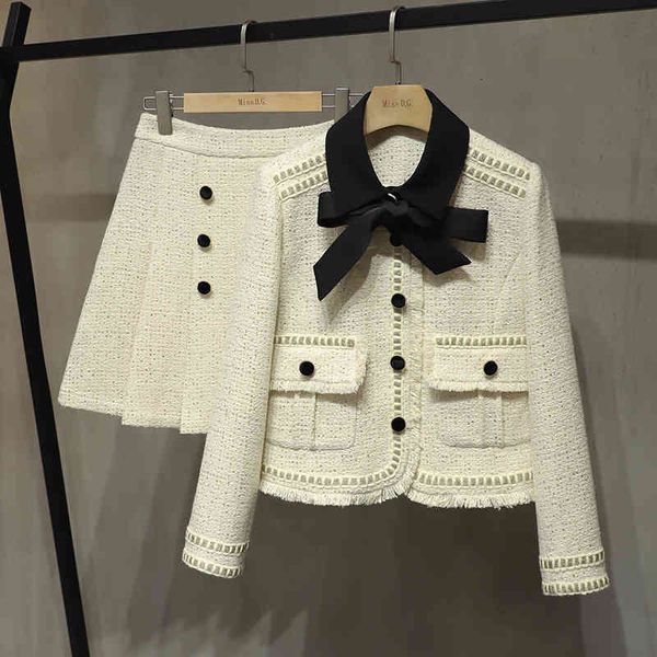 two piece dress fall winter runway tweed woolen skirt suits lapel bow pocket short jacket coat+fashion pleated mini women 2 set ae4q, White
two piece dress fall winter runway tweed woolen skirt suits lapel bow pocket short jacket coat+fashion pleated mini women 2 set ae4q, White
