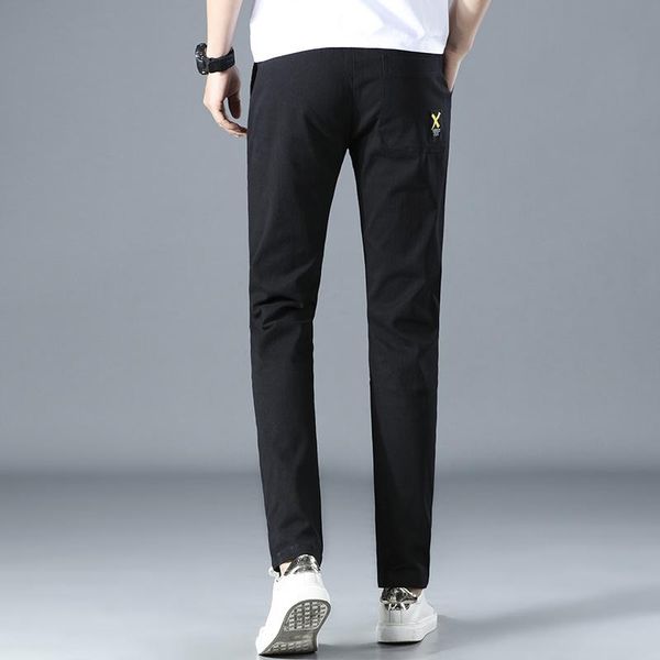 men's pants for brand casual fashion quality streetwear strappy men 96% cotton elastic trousers mens clothes 2021, Black 
men's pants for brand casual fashion quality streetwear strappy men 96% cotton elastic trousers mens clothes 2021, Black