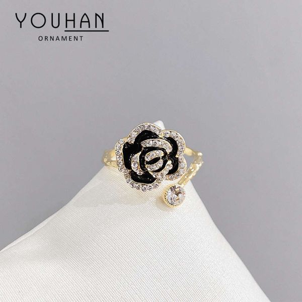 korean style petal zircon ring, simple index finger ring for women, Black 
korean style petal zircon ring, simple index finger ring for women, Black