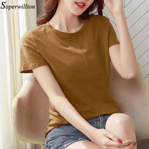 women's t-shirt women short sleeve t shirt 2021 summer casual lady tees cotton female brand clothing solid trendy, White
women's t-shirt women short sleeve t shirt 2021 summer casual lady tees cotton female brand clothing solid trendy, White
