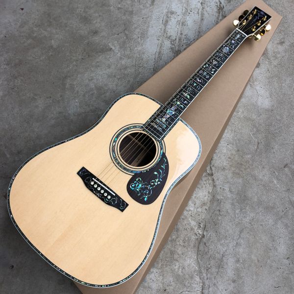 new for 2022 deluxe 41" 6-string acoustic guitar in natural wood color. spruce veneer and rosewood back and sides, abalone shell bound
new for 2022 deluxe 41" 6-string acoustic guitar in natural wood color. spruce veneer and rosewood back and sides, abalone shell bound