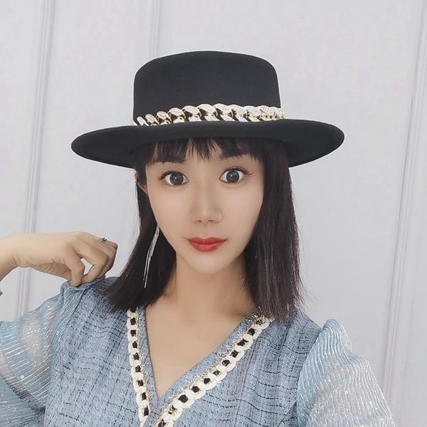 stingy brim hats autumn wool flat hat wide restoring ancient ways of england felt diamond chain women go shopping, Blue;gray
stingy brim hats autumn wool flat hat wide restoring ancient ways of england felt diamond chain women go shopping, Blue;gray