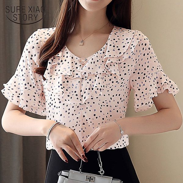 korean casual loose office short sleeve women blouse dot red blue white pink v collar chiffon female shirt 4938 50 210417
korean casual loose office short sleeve women blouse dot red blue white pink v collar chiffon female shirt 4938 50 210417