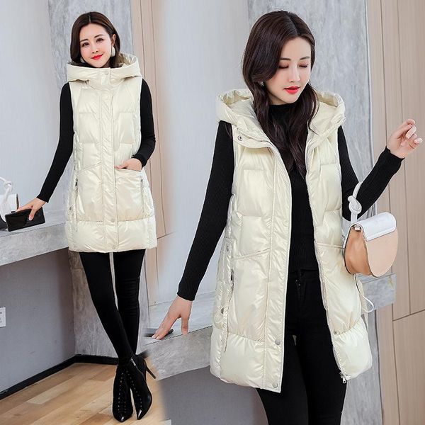 women's vests women autumn winter mid-long waistcoat vest 2021 casual solid sleeveless hooded thick warm padded coat for lady female, Black;white
women's vests women autumn winter mid-long waistcoat vest 2021 casual solid sleeveless hooded thick warm padded coat for lady female, Black;white