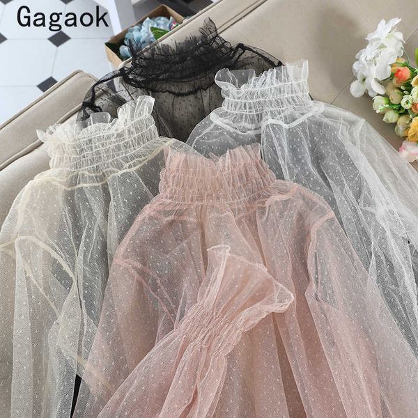 women streetwear chiffon blouse summer solid turtleneck flare sleeve slim chic female fashion shirt 210531, White
women streetwear chiffon blouse summer solid turtleneck flare sleeve slim chic female fashion shirt 210531, White