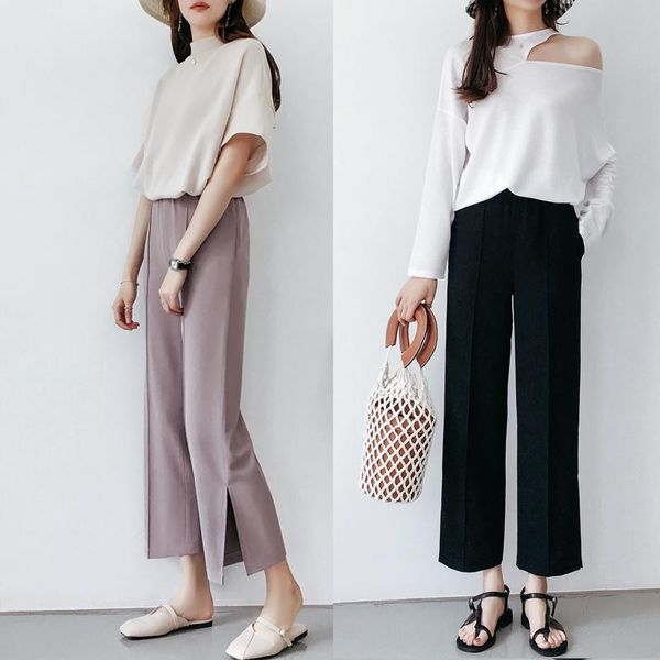 men's pants wide leg woman nine part 2021 summer high waist easy thin directly canister vent leisure time tide, Black
men's pants wide leg woman nine part 2021 summer high waist easy thin directly canister vent leisure time tide, Black