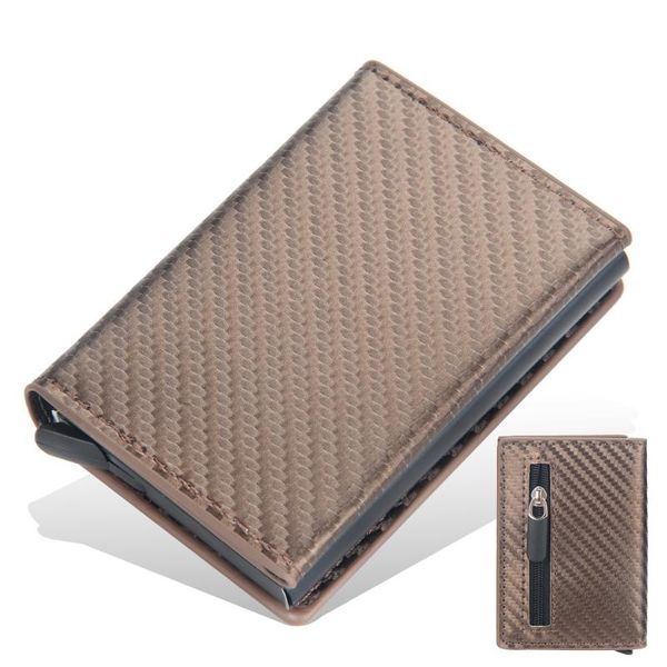card holders casual holder rfid aluminum box pu leather wallet hasp smart id case with magnetic button, Brown;gray
card holders casual holder rfid aluminum box pu leather wallet hasp smart id case with magnetic button, Brown;gray