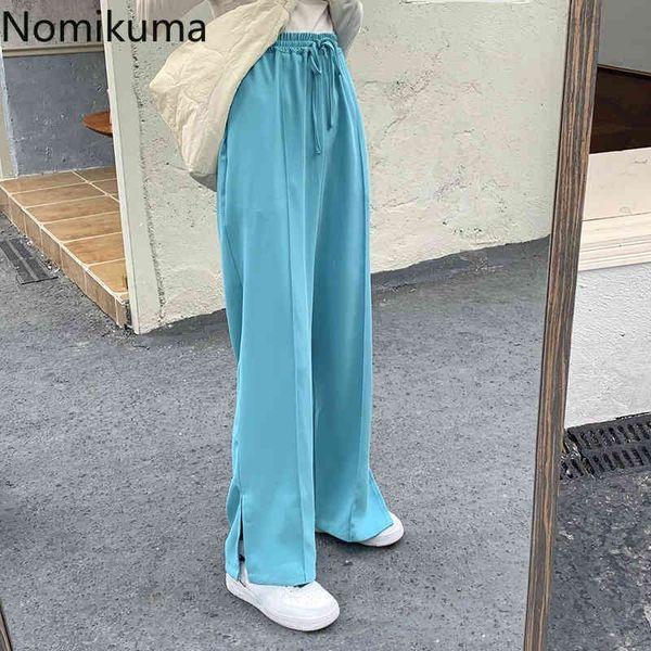 nomikuma solid color casual sweatpants high waist wide leg pants women split design straight trousers korean style pantalones 210514, Black;white
nomikuma solid color casual sweatpants high waist wide leg pants women split design straight trousers korean style pantalones 210514, Black;white
