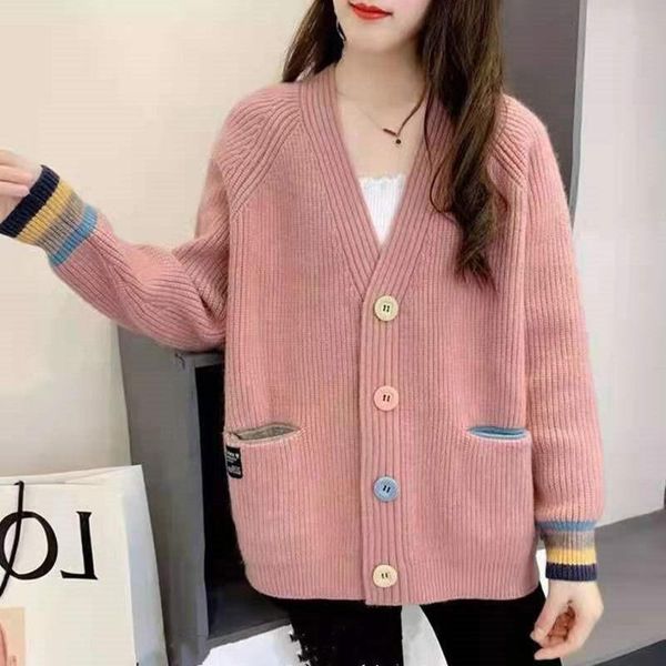 women's knits & tees v-neck single-breasted knit cardigan 2021 spring and autumn korean style loose lazy jacket en*, White
women's knits & tees v-neck single-breasted knit cardigan 2021 spring and autumn korean style loose lazy jacket en*, White