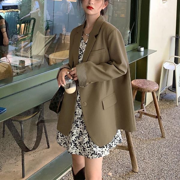 women's suits & blazers black blazer women 2021 autumn casual long sleeve button korean fashion oversize thin jackets female design y2k, White;black
women's suits & blazers black blazer women 2021 autumn casual long sleeve button korean fashion oversize thin jackets female design y2k, White;black