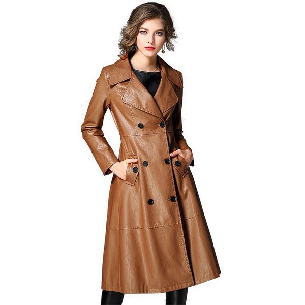 women's leather & faux casual slim women long jacket fashion turn-down collar overcoat solid womens pu jackets and coats, Black
women's leather & faux casual slim women long jacket fashion turn-down collar overcoat solid womens pu jackets and coats, Black