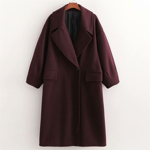 women autumn winter loose wool blends coats long sleeve casual solid single button female fashion outerwear overcoat 210513, Black
women autumn winter loose wool blends coats long sleeve casual solid single button female fashion outerwear overcoat 210513, Black