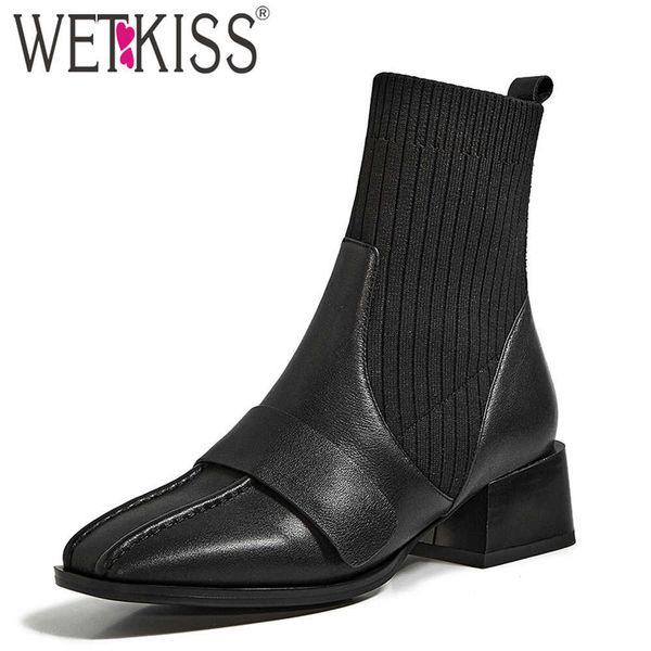 wetkiss chunky heel ankle boots woman sock boot slip on shoes square toe ladies booties casual leather autumn winter 210630, Black
wetkiss chunky heel ankle boots woman sock boot slip on shoes square toe ladies booties casual leather autumn winter 210630, Black