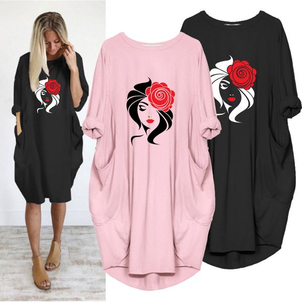 propcm plus size 5xl women loose dress simple rose print long sleeve o neck pocket casual vintage woman dresses vestidos robes, Black;gray
propcm plus size 5xl women loose dress simple rose print long sleeve o neck pocket casual vintage woman dresses vestidos robes, Black;gray