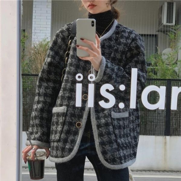 women's jackets vintage houndstooth tweed jacket women autumn winter thicken lambswool spliced tassel elegant cardigan coat korean chic, Black;brown
women's jackets vintage houndstooth tweed jacket women autumn winter thicken lambswool spliced tassel elegant cardigan coat korean chic, Black;brown