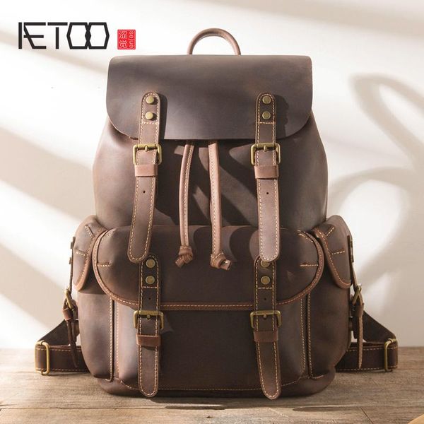 backpack aetoo vintage leather shoulder bag, ultra-large handmade multi-purpose backpack, head men's trend travel bag 
backpack aetoo vintage leather shoulder bag, ultra-large handmade multi-purpose backpack, head men's trend travel bag