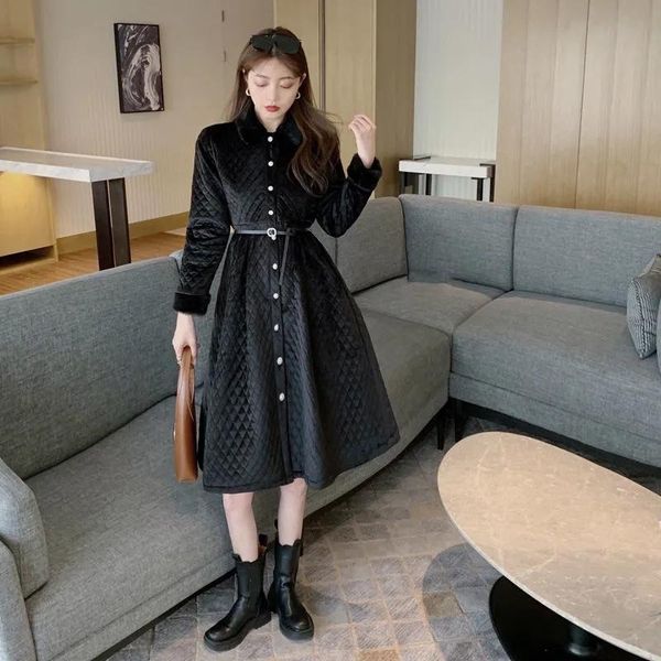 casual dresses junerain women french winter long temperament diamond lattice thick parkas dress velvet pearl button fur collar vestidos, Black;gray
casual dresses junerain women french winter long temperament diamond lattice thick parkas dress velvet pearl button fur collar vestidos, Black;gray