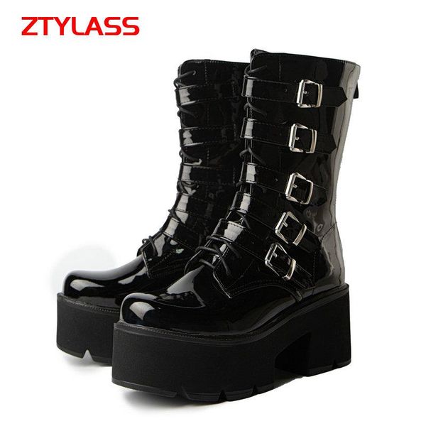 boots autumn wnter platform fashion patent leather women ankle chunky high heel motorcycle buckle woman shoes, Black
boots autumn wnter platform fashion patent leather women ankle chunky high heel motorcycle buckle woman shoes, Black