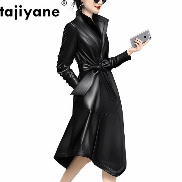 women's leather & faux vintage sheepskin 100% coat real genuine jacket women clothes 2021 spring korean elegant outwear long trench zt2, Black
women's leather & faux vintage sheepskin 100% coat real genuine jacket women clothes 2021 spring korean elegant outwear long trench zt2, Black