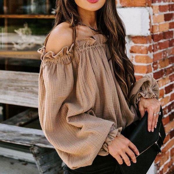 women's t-shirt retro 2021 spring and autumn shoulder strap ruffle solid color slim fashion lady casual womens clothing, White
women's t-shirt retro 2021 spring and autumn shoulder strap ruffle solid color slim fashion lady casual womens clothing, White