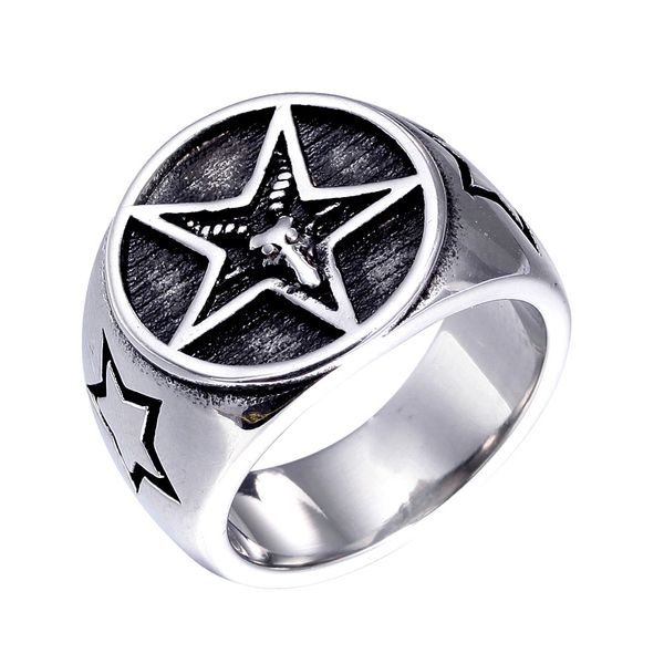delicate ring lucky pentagram stainless steel men's punk fashion jewelry, Silver
delicate ring lucky pentagram stainless steel men's punk fashion jewelry, Silver