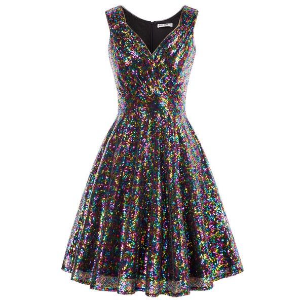 Grace Karin Women Sexy Dress Sparkling Sequins Sequined Sleeveless V-Neck Party Club Dance Evening Elegant Flared A-Line Dress, Navy blue
Grace Karin Women Sexy Dress Sparkling Sequins Sequined Sleeveless V-Neck Party Club Dance Evening Elegant Flared A-Line Dress, Navy blue