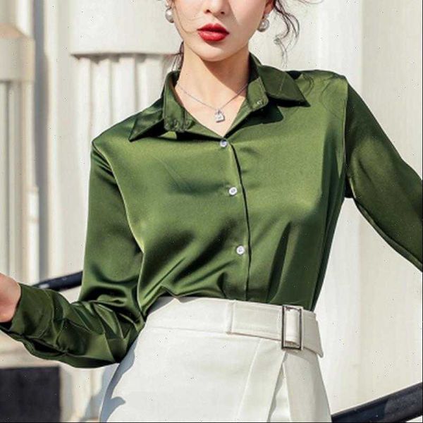 spring elegant single breasted womens blouses lapel solid loose satin green casual wild office lady, White
spring elegant single breasted womens blouses lapel solid loose satin green casual wild office lady, White