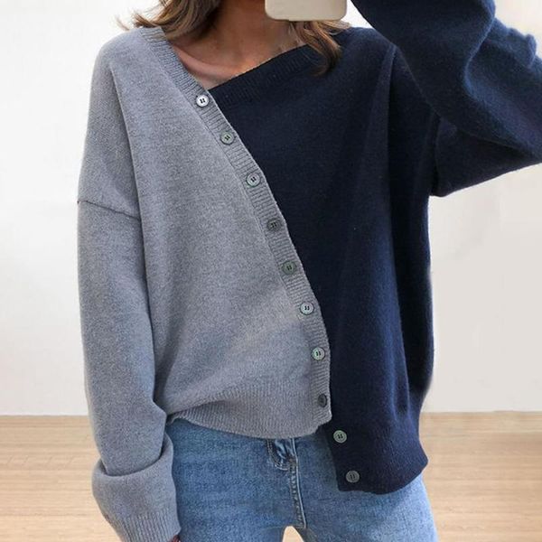 women's sweaters all match fabulous oblique neck loose women sweater soft winter single-breasted for work, White;black 
women's sweaters all match fabulous oblique neck loose women sweater soft winter single-breasted for work, White;black
