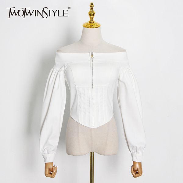 twotwinstyle white tunic short for women slash neck puff long sleeve solid shirt female fashion clothing autumn 210517
twotwinstyle white tunic short for women slash neck puff long sleeve solid shirt female fashion clothing autumn 210517