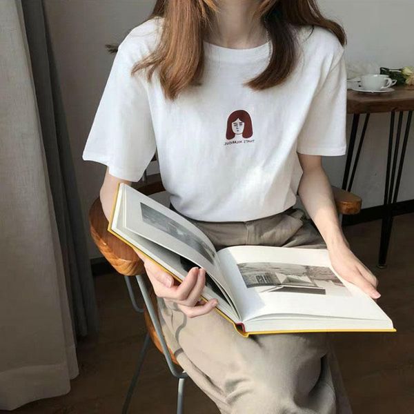women's t-shirt summer women clothing short sleeve fashion casual round collar, White
women's t-shirt summer women clothing short sleeve fashion casual round collar, White
