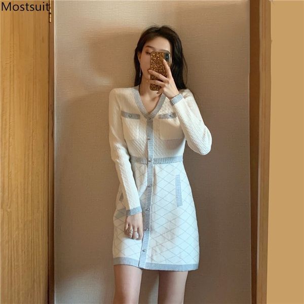 spring autumn women long sleeve knitted mini dress korean vintage elegant bodycon part dresses with pockets vestidos 210518, Black;gray
spring autumn women long sleeve knitted mini dress korean vintage elegant bodycon part dresses with pockets vestidos 210518, Black;gray