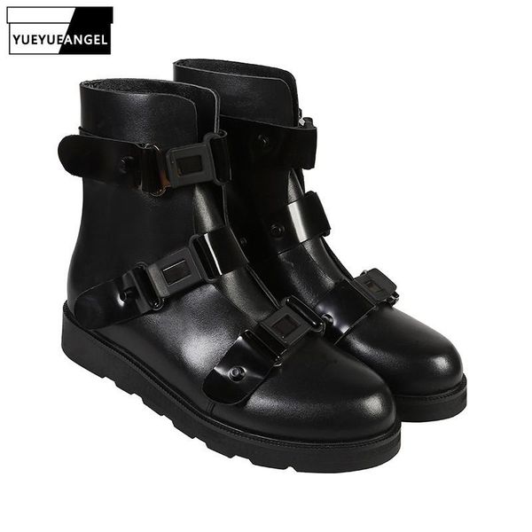 fashion winter women thick platform biker ankle boots buckle leather riding round toe flats high punk casual shoes, Black
fashion winter women thick platform biker ankle boots buckle leather riding round toe flats high punk casual shoes, Black