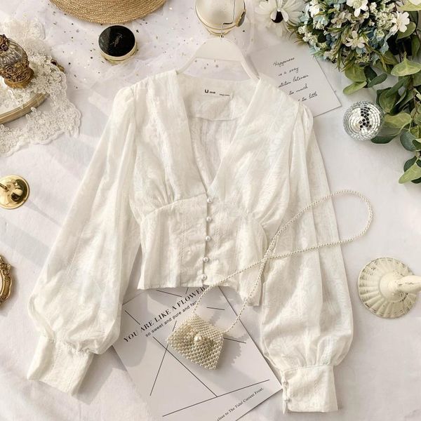 v neck french lace puff womens blouses sleeves short crop femme 0sh55, White
v neck french lace puff womens blouses sleeves short crop femme 0sh55, White