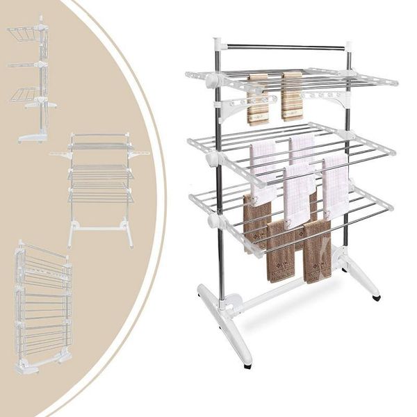 hangers & racks stainless steel save space laundry drying rack foldable feet 3 layer pulleys movable household clothes clean storage supplie
hangers & racks stainless steel save space laundry drying rack foldable feet 3 layer pulleys movable household clothes clean storage supplie