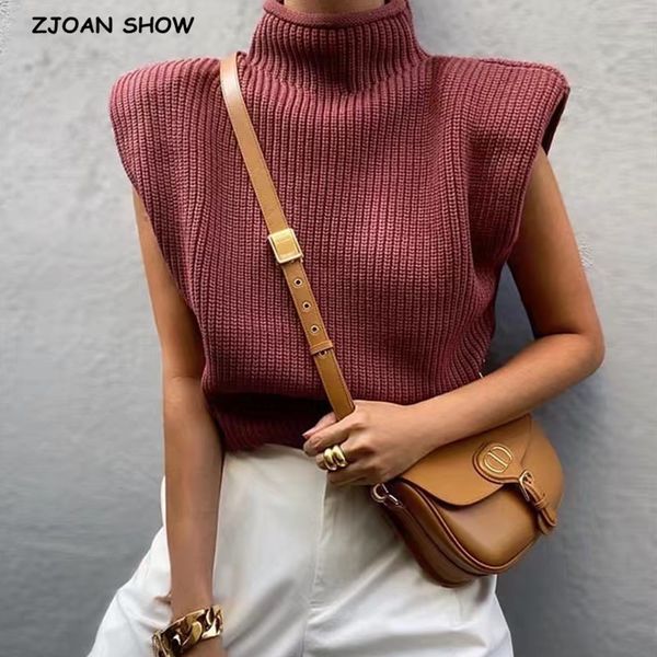 women's sweaters harajuku padded shoulder knitting vests retro sleeveless turtleneck sweater vintage women pullover waistcoat casu, White;black
women's sweaters harajuku padded shoulder knitting vests retro sleeveless turtleneck sweater vintage women pullover waistcoat casu, White;black