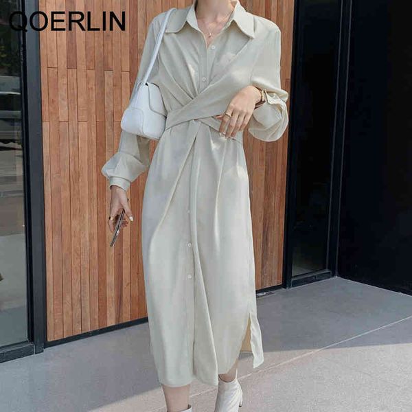 qoerlin french temperament high waist slim criss-cross shirt dress women turn-down collar single-breasted long vestidos mujer 210416, Black;gray
qoerlin french temperament high waist slim criss-cross shirt dress women turn-down collar single-breasted long vestidos mujer 210416, Black;gray