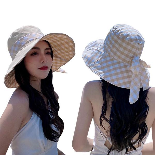 wide brim hats summer women double-sided cotton linen plaid sun hat elegant big foldable anti-uv beach floppy flat caps, Blue;gray
wide brim hats summer women double-sided cotton linen plaid sun hat elegant big foldable anti-uv beach floppy flat caps, Blue;gray