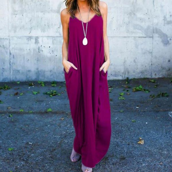 casual dresses women summer vintage solid long dress sleeveless o collar suspenders beachwear pocket loose causal sunwear high street l, Black;gray 
casual dresses women summer vintage solid long dress sleeveless o collar suspenders beachwear pocket loose causal sunwear high street l, Black;gray