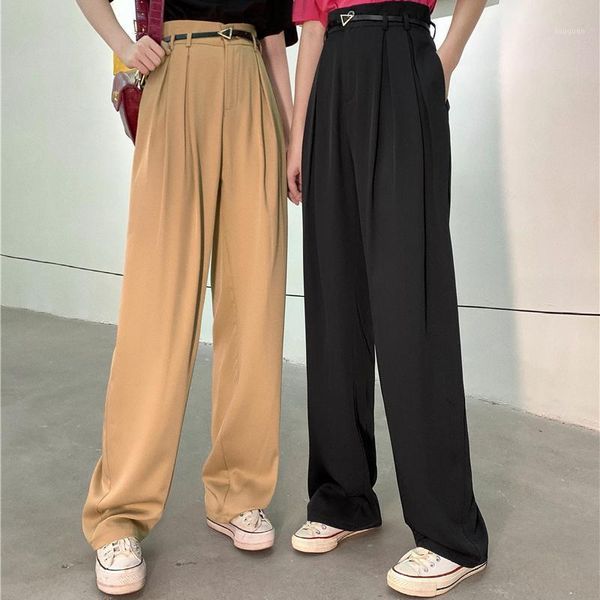 women's pants & capris 2021 spring summer high waist loose straight leg khaki black drape trousers suit women wide casual for, Black;white
women's pants & capris 2021 spring summer high waist loose straight leg khaki black drape trousers suit women wide casual for, Black;white