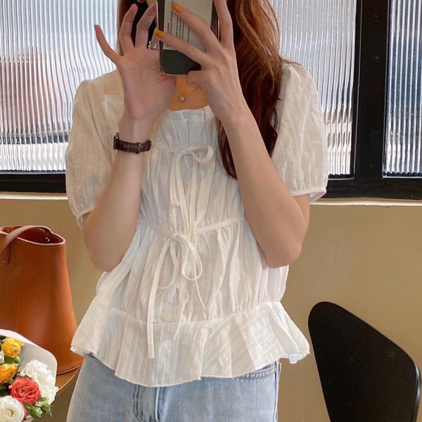 dress japanese sweet chic shirt solid ruffles women slim high waist young fairy korean lace up short, White
dress japanese sweet chic shirt solid ruffles women slim high waist young fairy korean lace up short, White