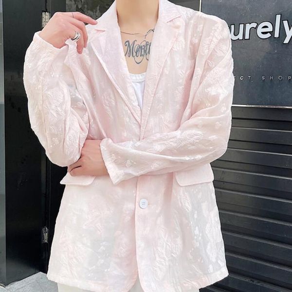men's suits & blazers summer party suit pink casual men korean fashion sunscreen jacket embroidery hollow long-sleeved, White;black
men's suits & blazers summer party suit pink casual men korean fashion sunscreen jacket embroidery hollow long-sleeved, White;black