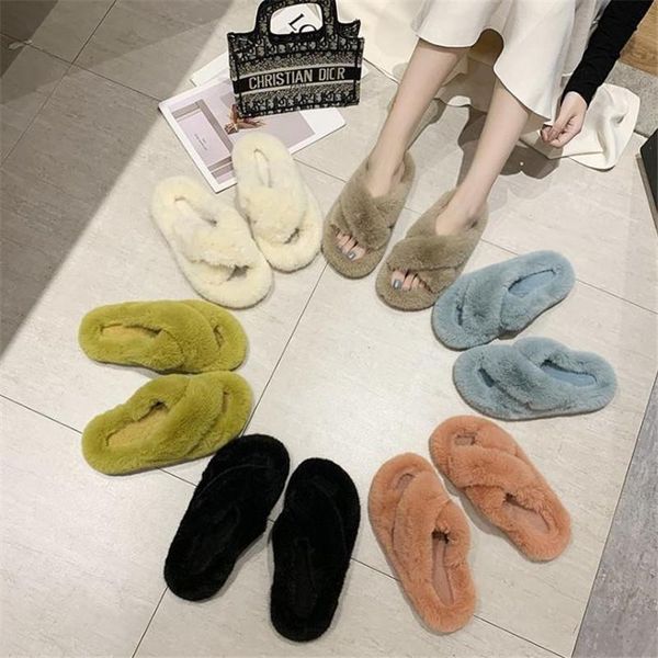 net red cross plush slippers in autumn and winter 2021, Black