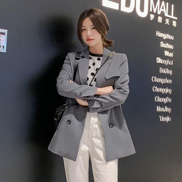 spring classic solid double breasted women jacket blazer femme 2021 autumn notched collar loose female suits coat set women's & blazers, White;black
spring classic solid double breasted women jacket blazer femme 2021 autumn notched collar loose female suits coat set women's & blazers, White;black