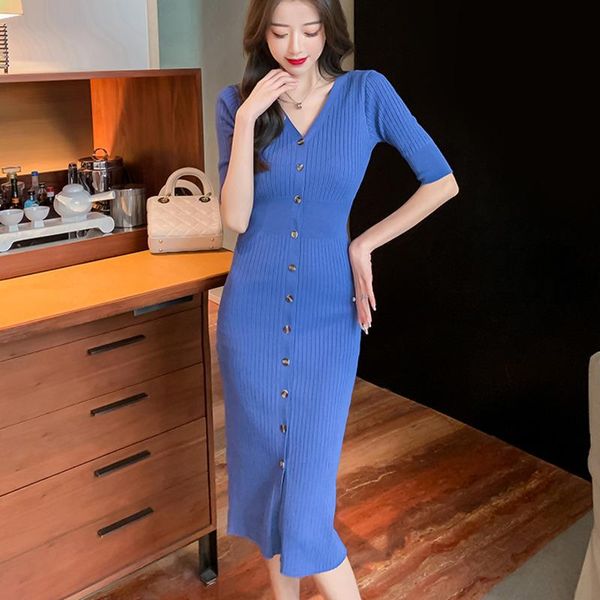 party dresses summer elegant knitted sweater dress women korean casual single breasted cardigan pull vintage robe femme vestidos, White;black
party dresses summer elegant knitted sweater dress women korean casual single breasted cardigan pull vintage robe femme vestidos, White;black